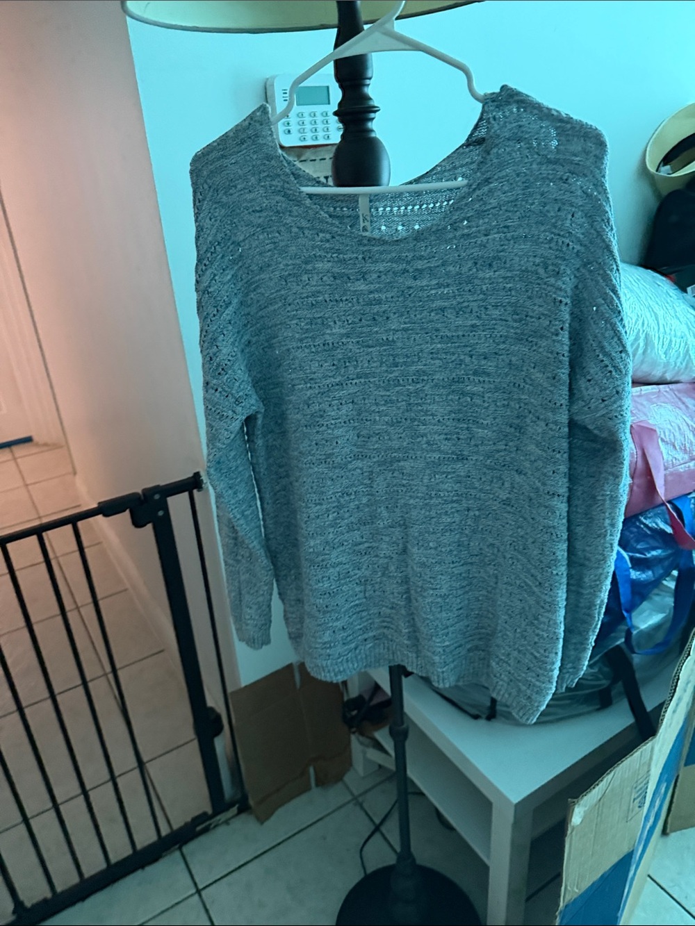 Leo & Nicole Heather Gray Knit Women's Sweater